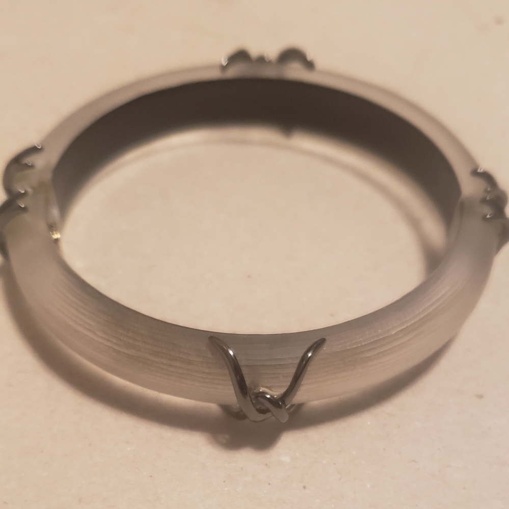 Alexis Bittar resin Bangle with cross silver accents